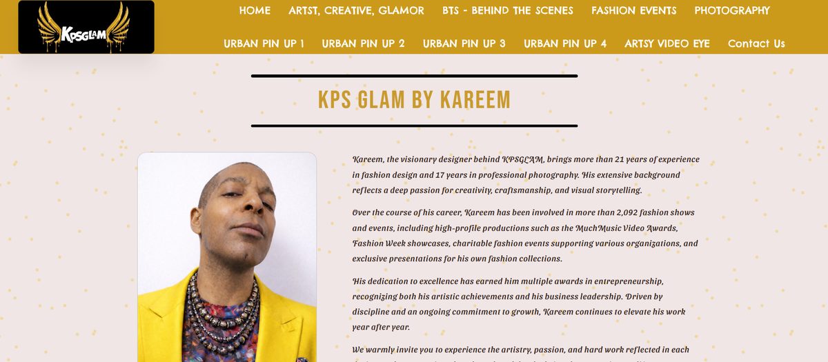 KPS Glam website homepage